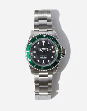 9500 Green Marine Watch Steel Silver