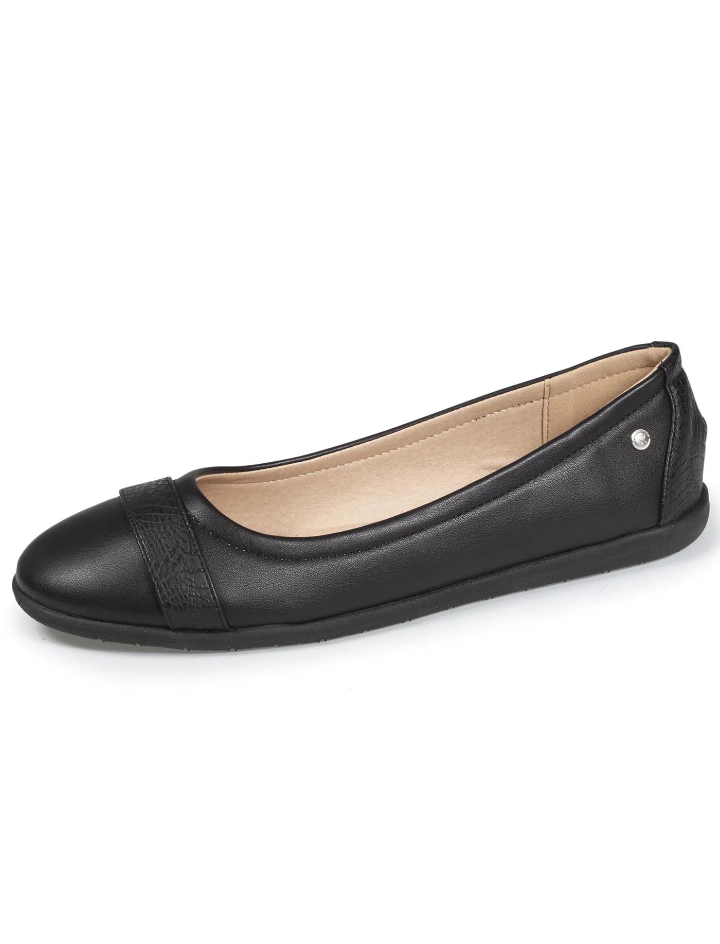 Ballerines Femme empiècement croco Noir