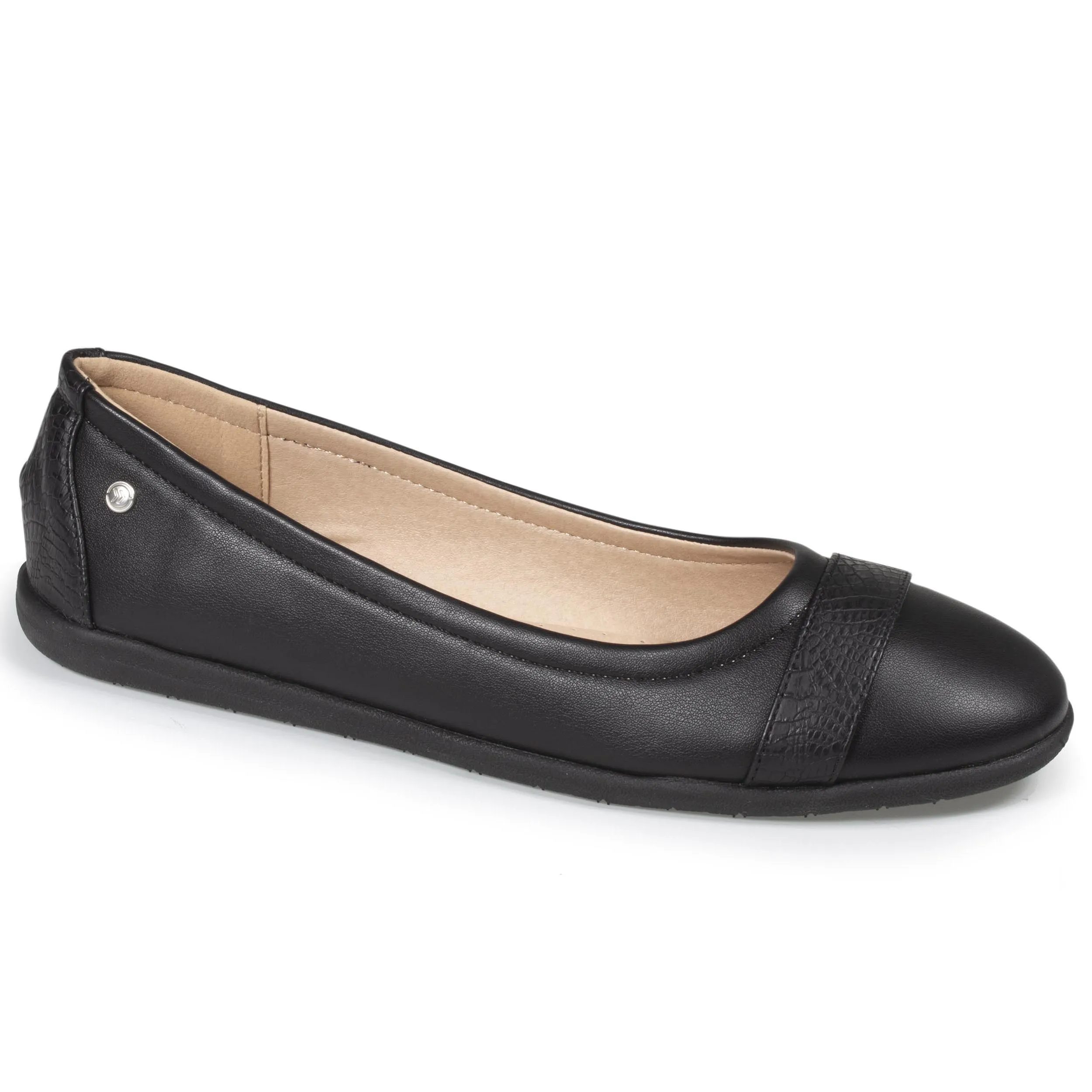 Ballerines Femme empiècement croco Noir