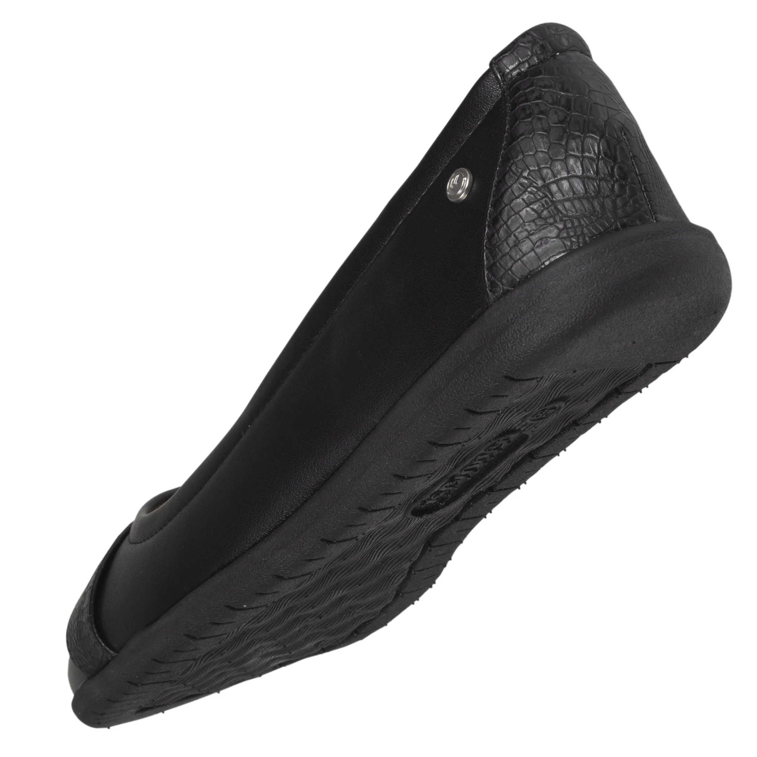 Ballerines Femme empiècement croco Noir