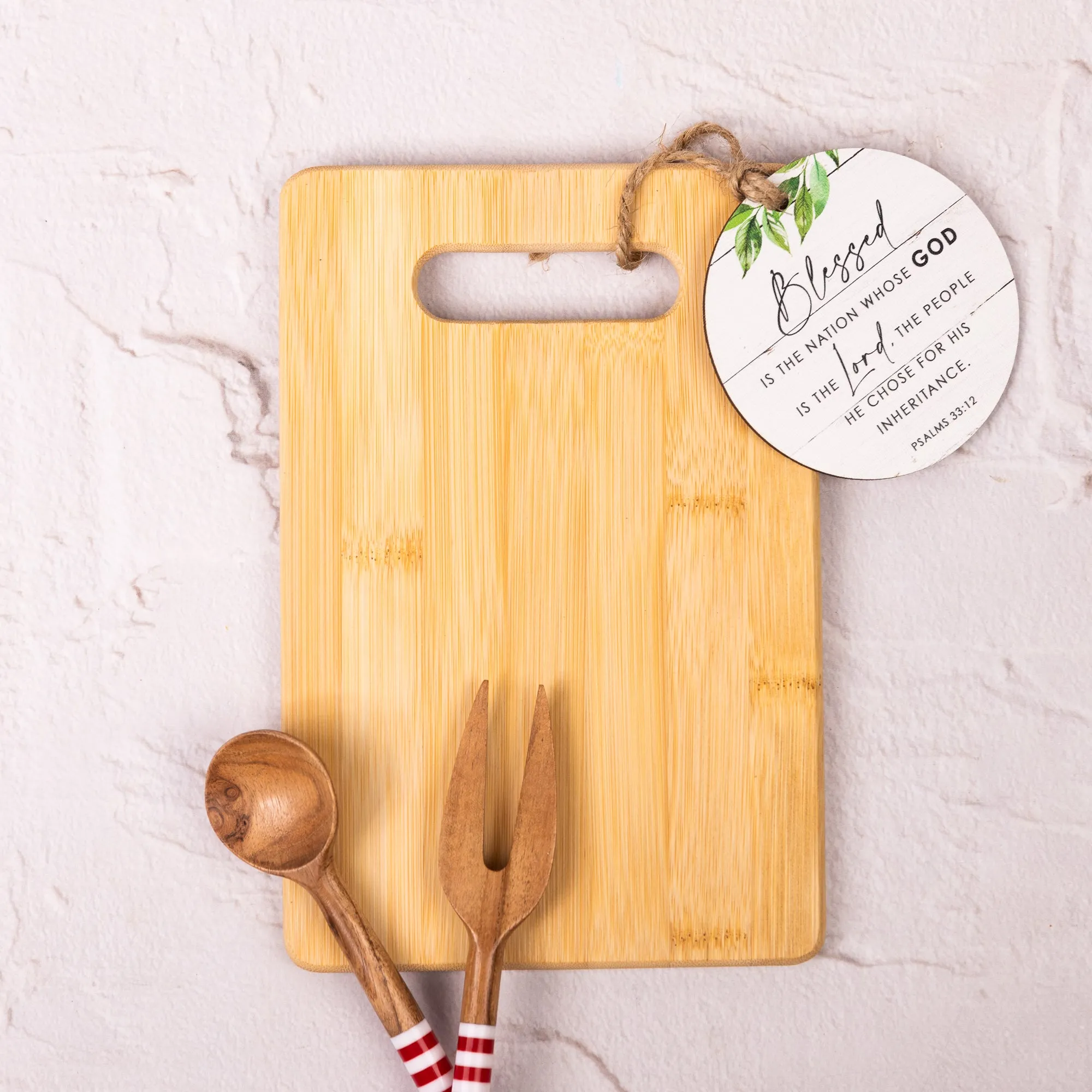 Bamboo cutting board with custom ornament by LifeSong Milestones