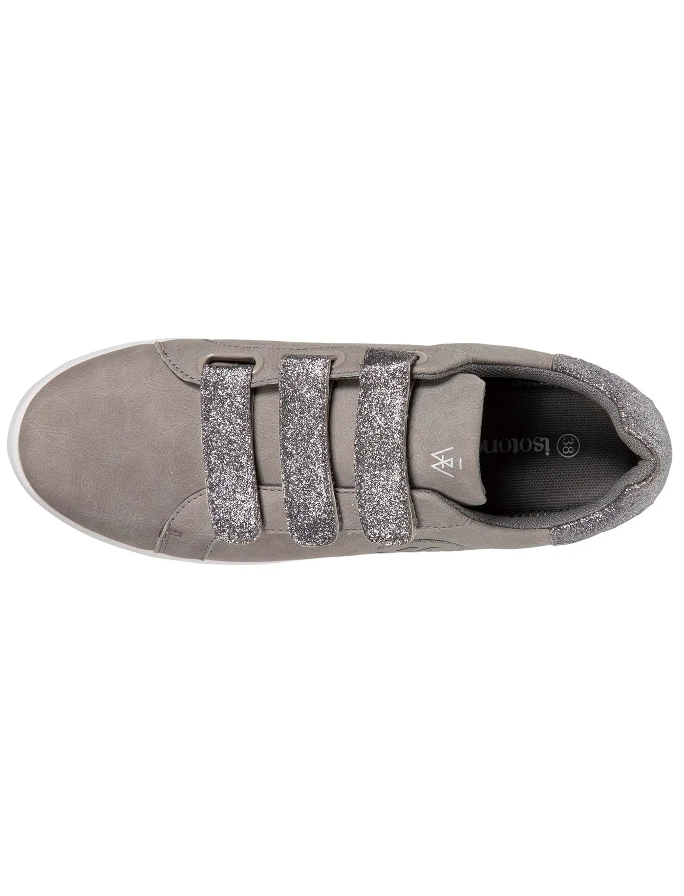 Baskets Confort Femme scratch pailleté Gris