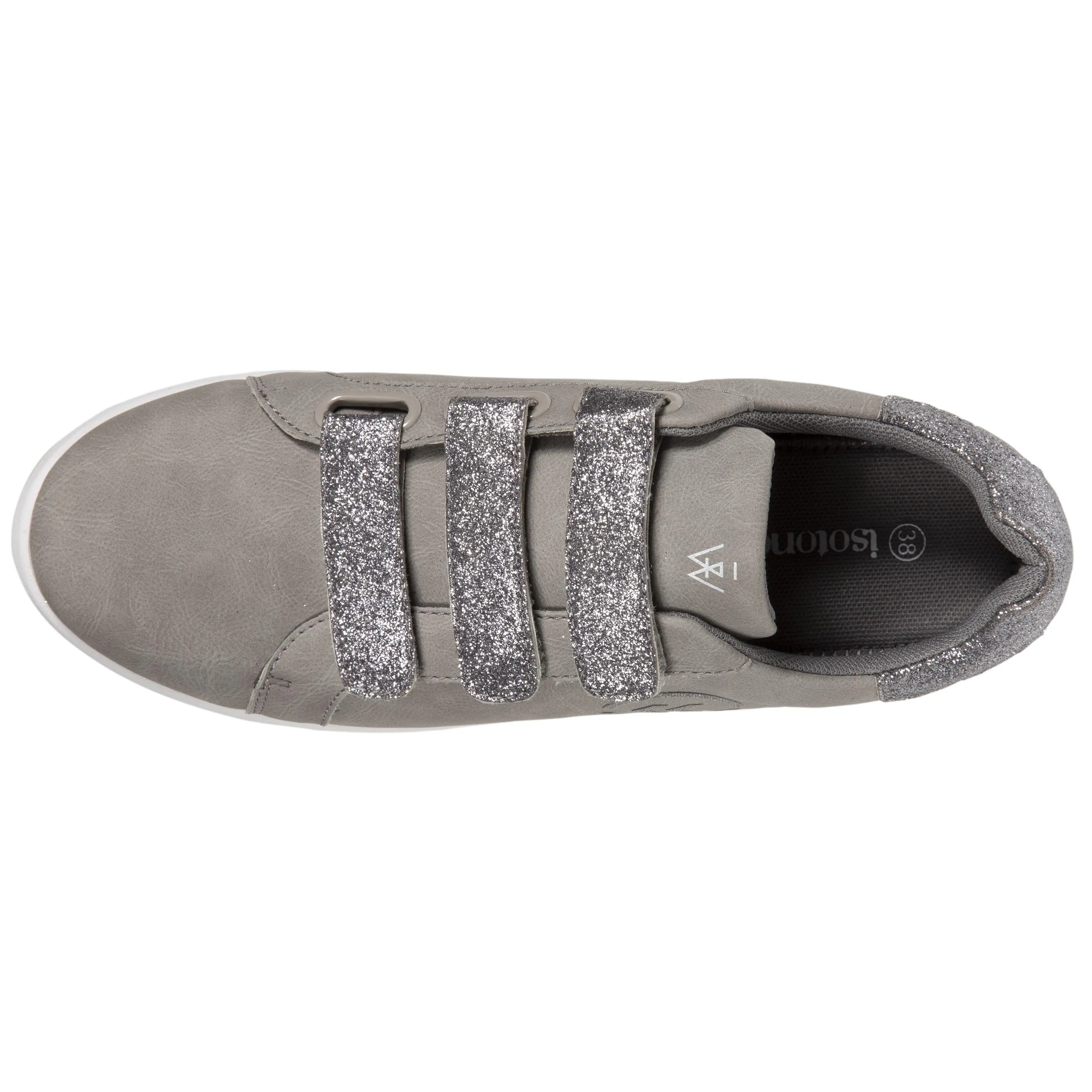 Baskets Confort Femme scratch pailleté Gris