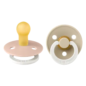 BIBS Colour GLOW Pacifier 2 Pack - Blush/Vanilla