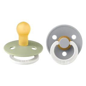 BIBS Colour GLOW Pacifier 2 Pack - Sage/Cloud