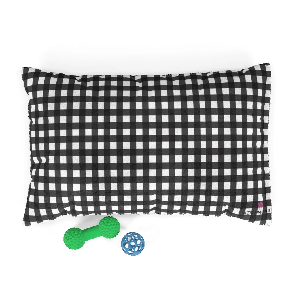 Black Buffalo Plaid Pet Bed, Best Buffalo Plaid Print Indoor Cat or Dog Indoor Bed-Made in USA