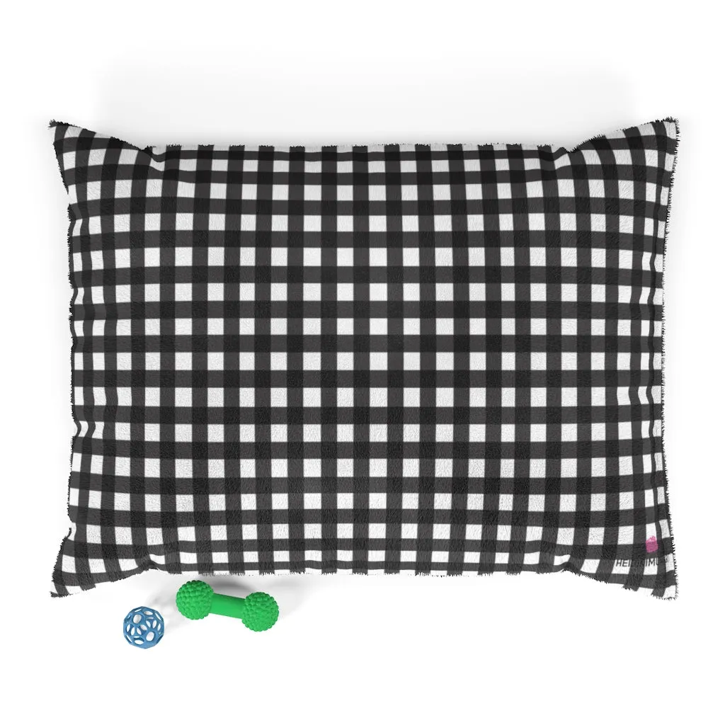 Black Buffalo Plaid Pet Bed, Best Buffalo Plaid Print Indoor Cat or Dog Indoor Bed-Made in USA