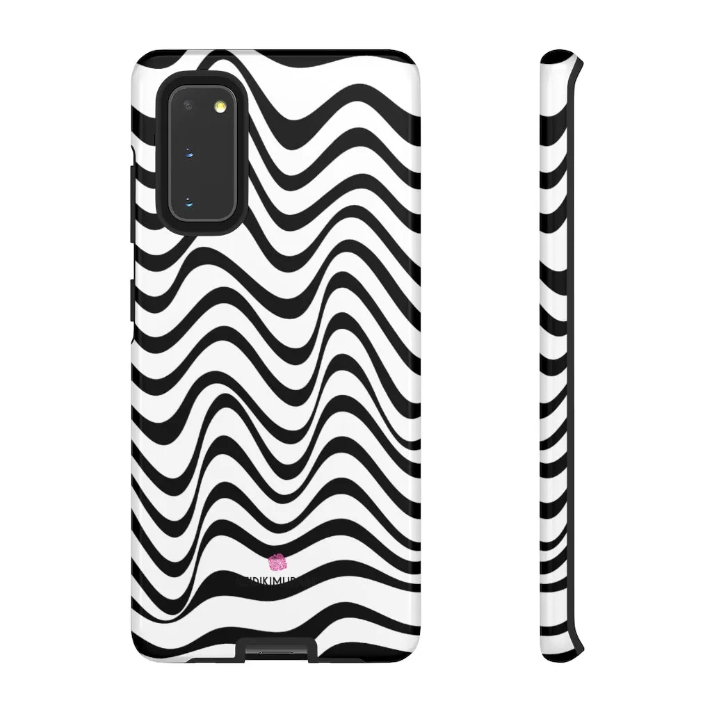 Black Wavy Designer Tough Cases, Modern Minimalist iPhone Samsung Case-Made in USA