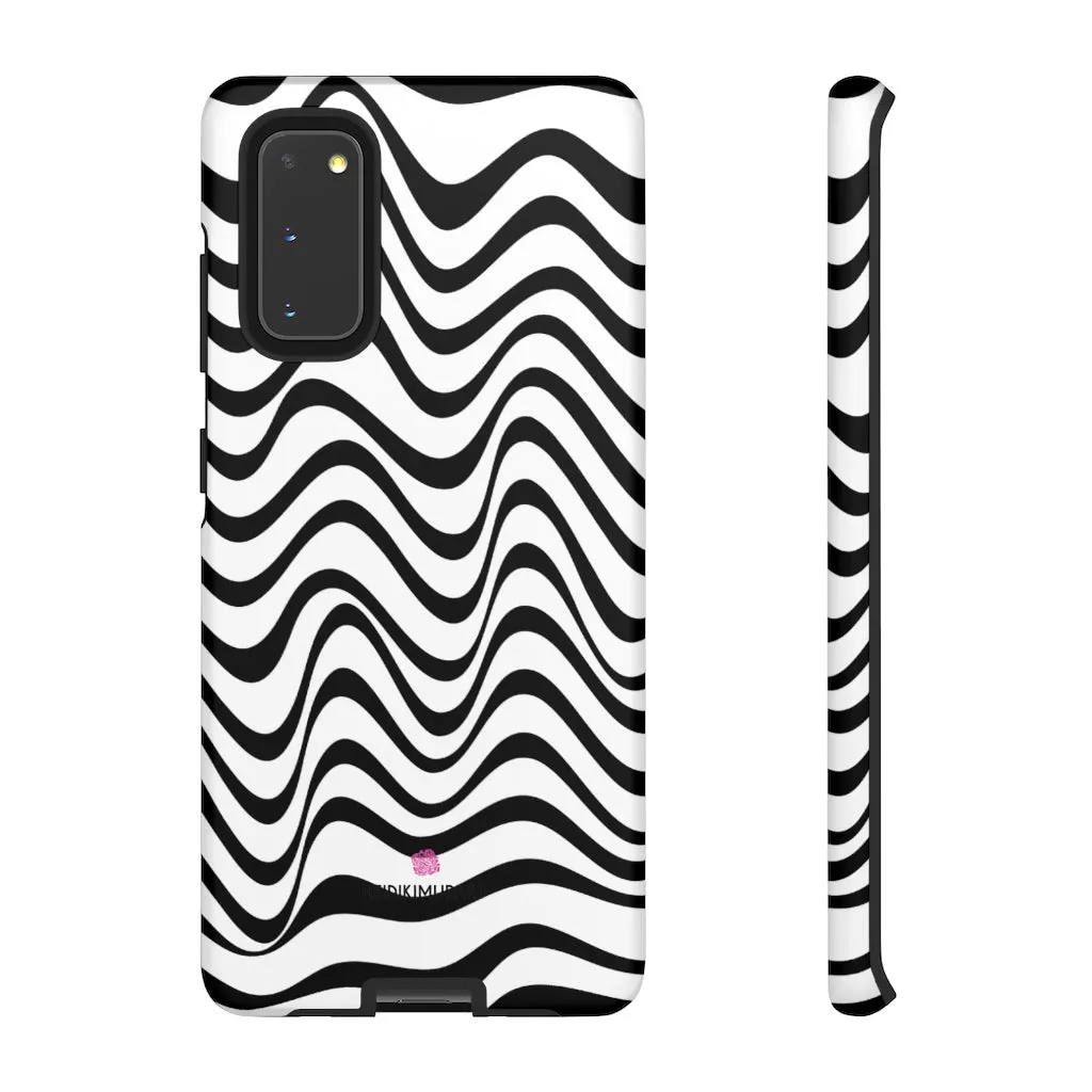 Black Wavy Designer Tough Cases, Modern Minimalist iPhone Samsung Case-Made in USA