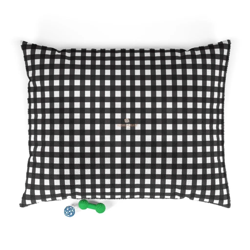 Black White Buffalo Pet Bed, Buffalo Plaid Machine-Washable Pet Pillow With Zippers-Printed in USA