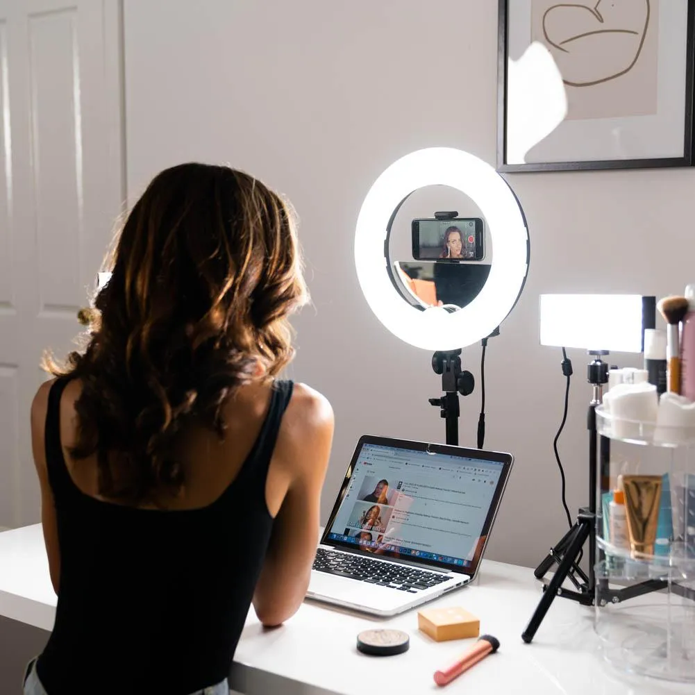 Blogger & Vlogger Ring Light Mini Pearl & 9" LED Panel Youtube Video Kit