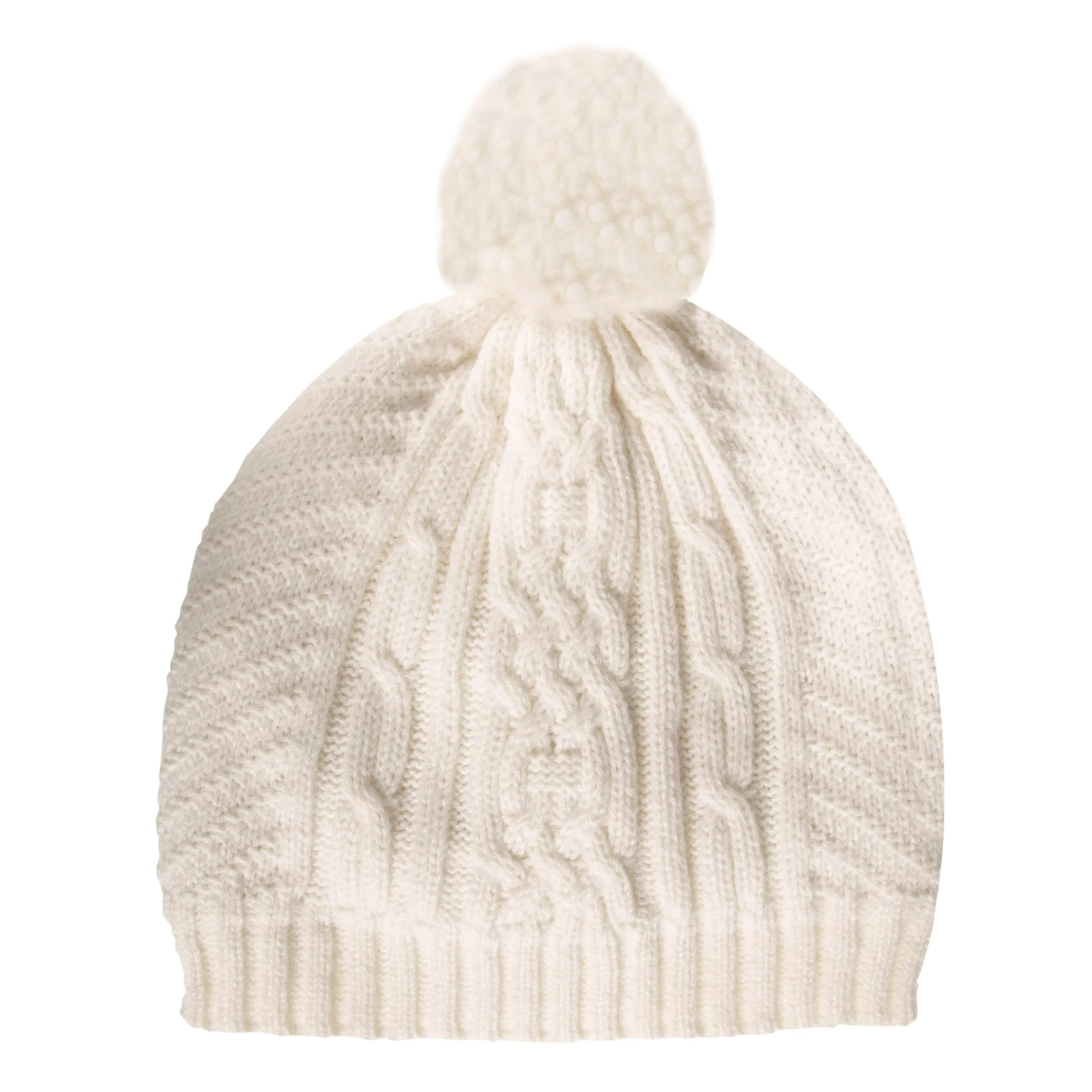 Bonnet Femme Maille d'Aran Blanc