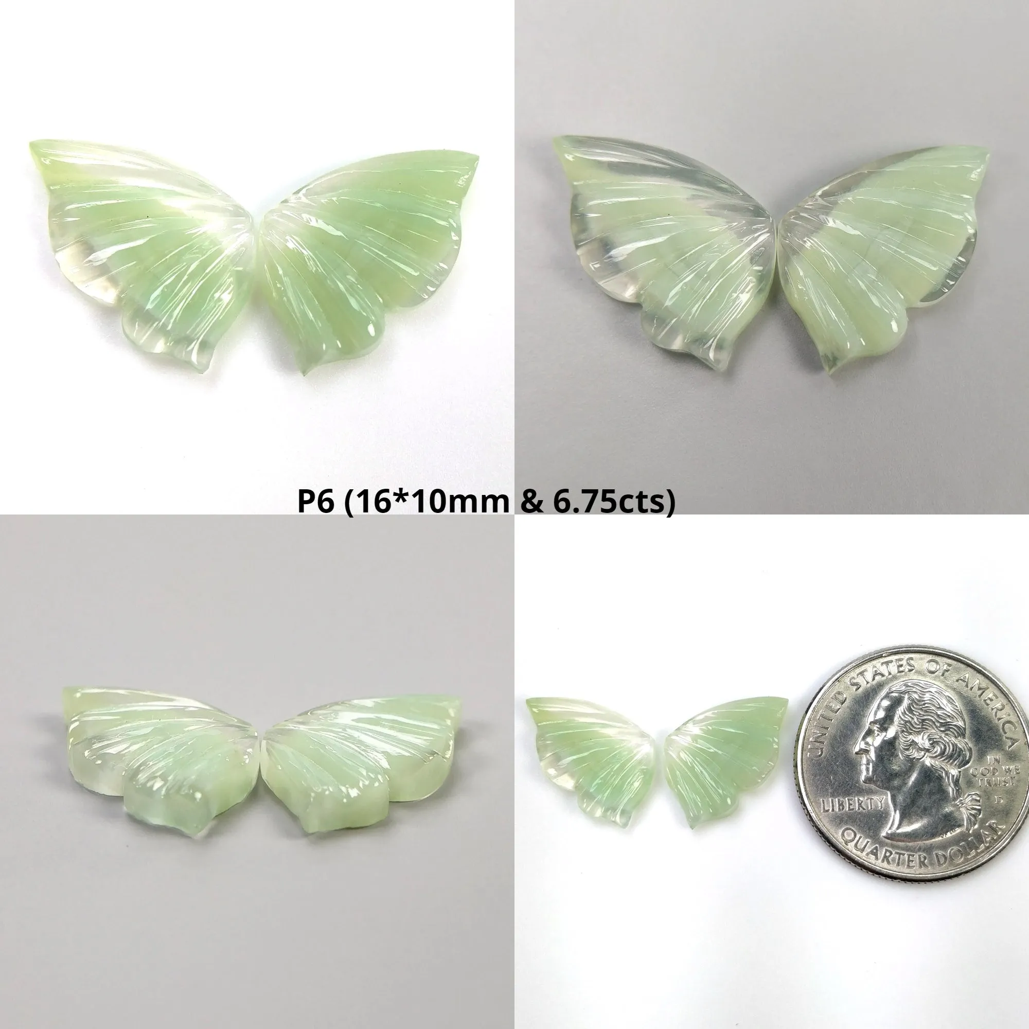 Botswana Striped AGATE Gemstone Carving : Natural Bi-Color Agate Hand Carved BUTTERFLY Pair (With Video)