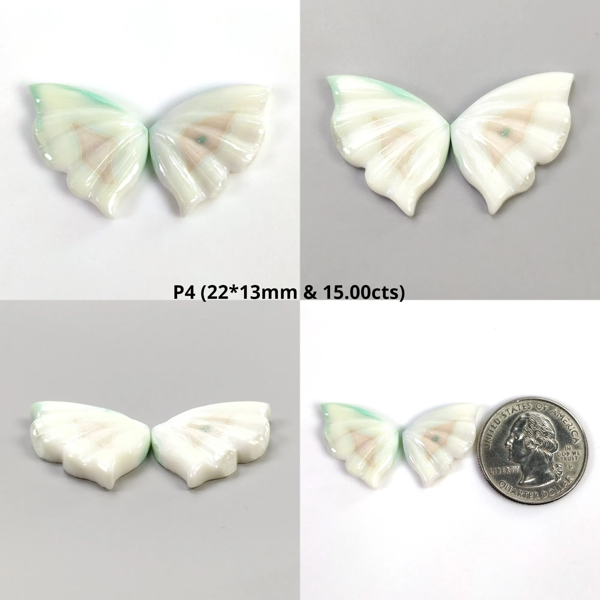 Botswana Striped AGATE Gemstone Carving : Natural Bi-Color Agate Hand Carved BUTTERFLY Pair (With Video)