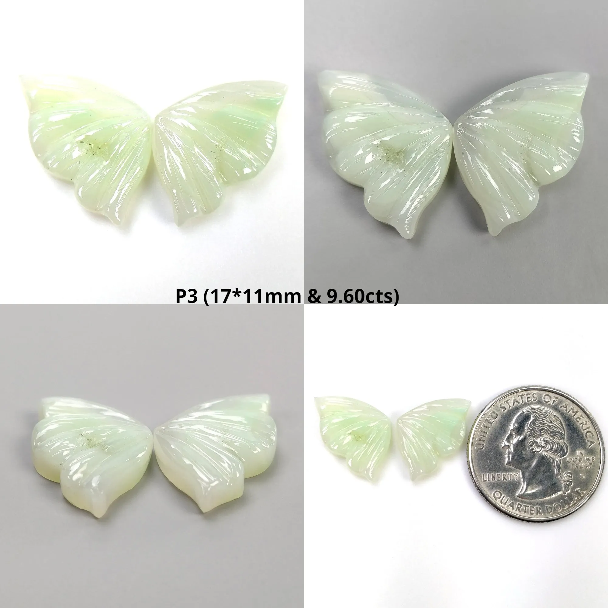 Botswana Striped AGATE Gemstone Carving : Natural Bi-Color Agate Hand Carved BUTTERFLY Pair (With Video)