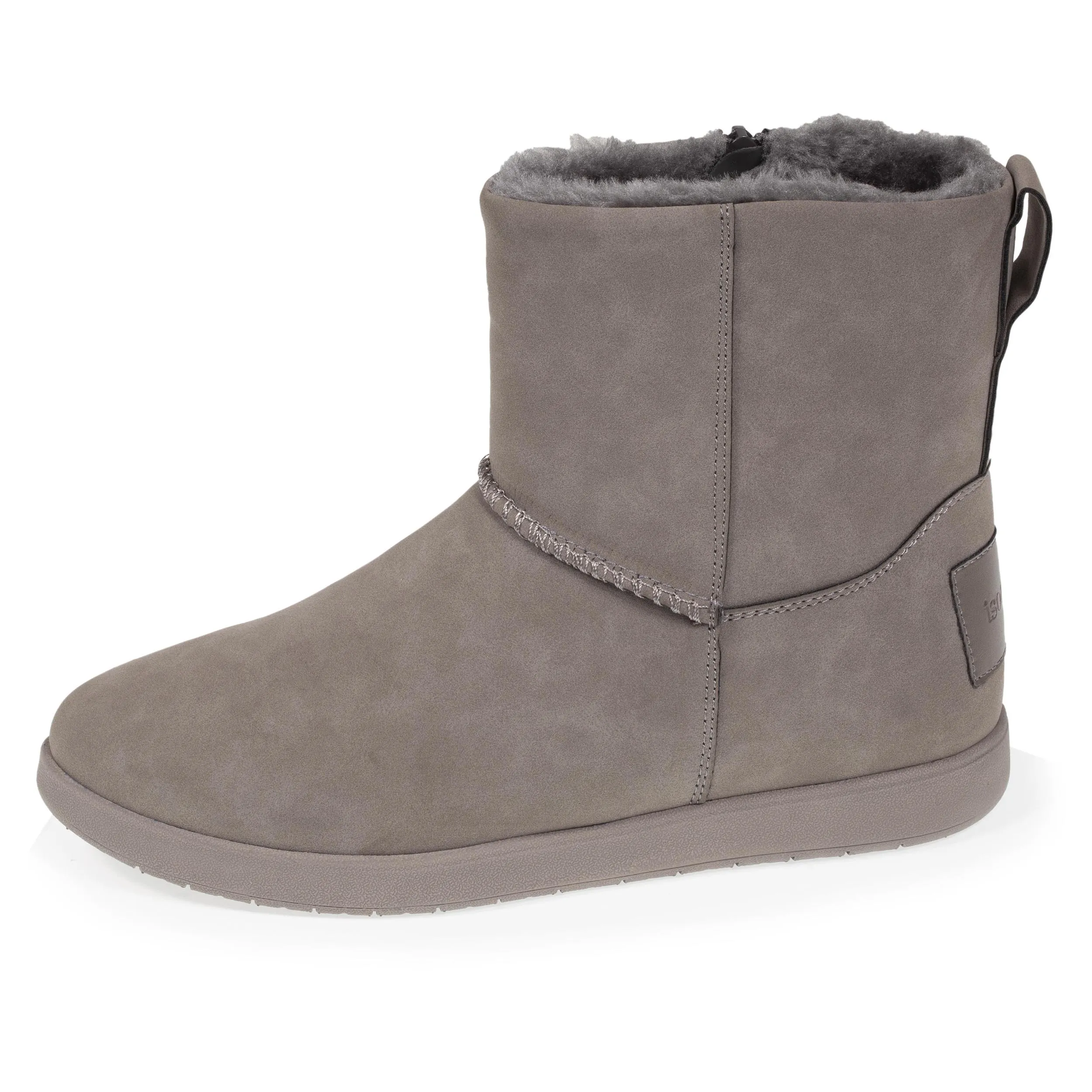 Bottines Femme Zip Effet Nubuck Gris