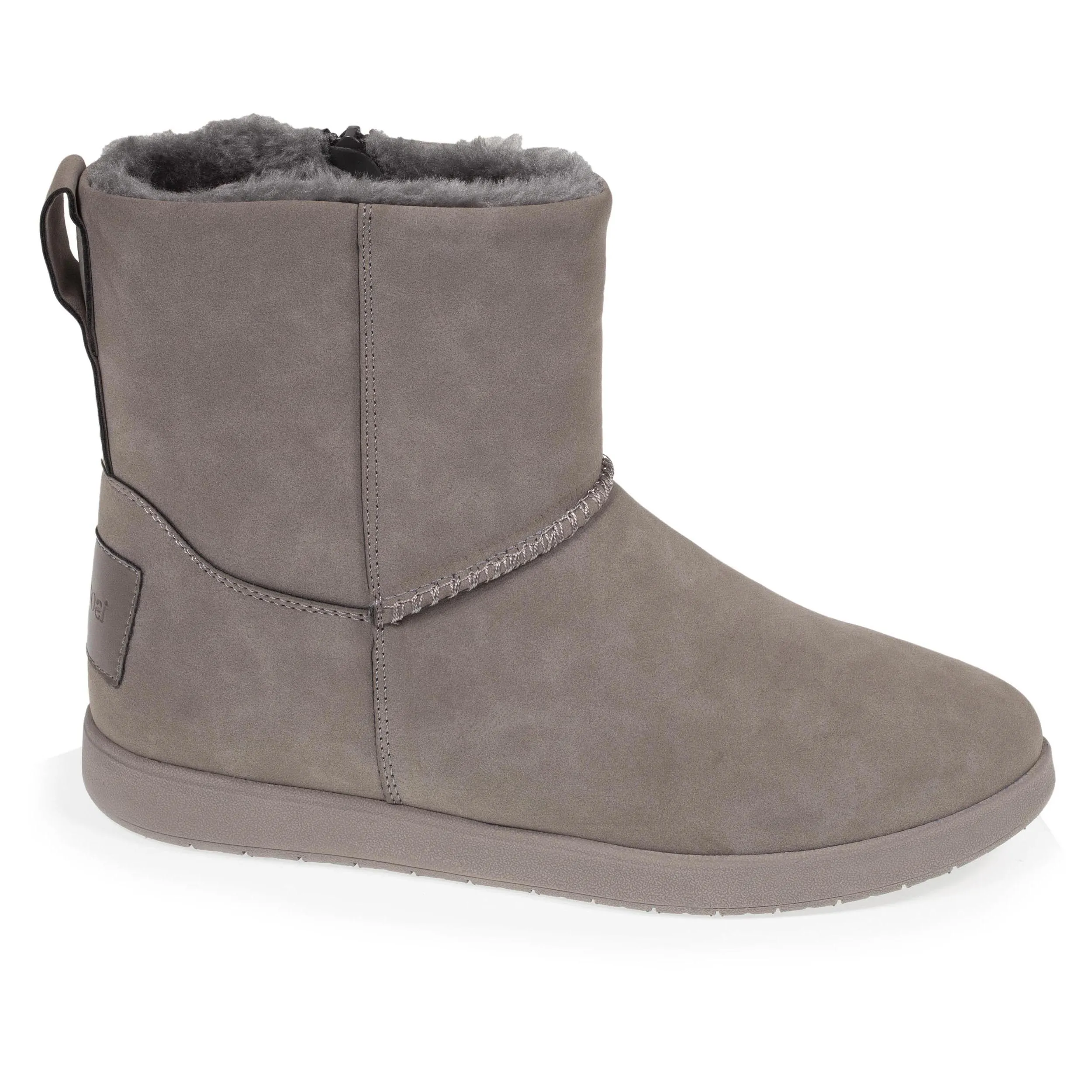 Bottines Femme Zip Effet Nubuck Gris