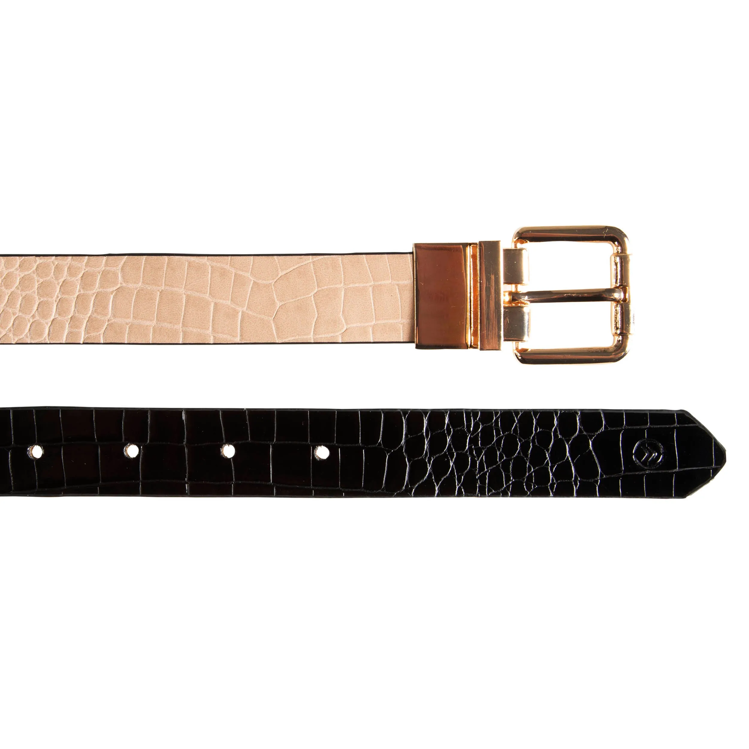 Ceinture Femme 2 en 1 Noir et Beige