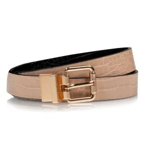 Ceinture Femme 2 en 1 Noir et Beige