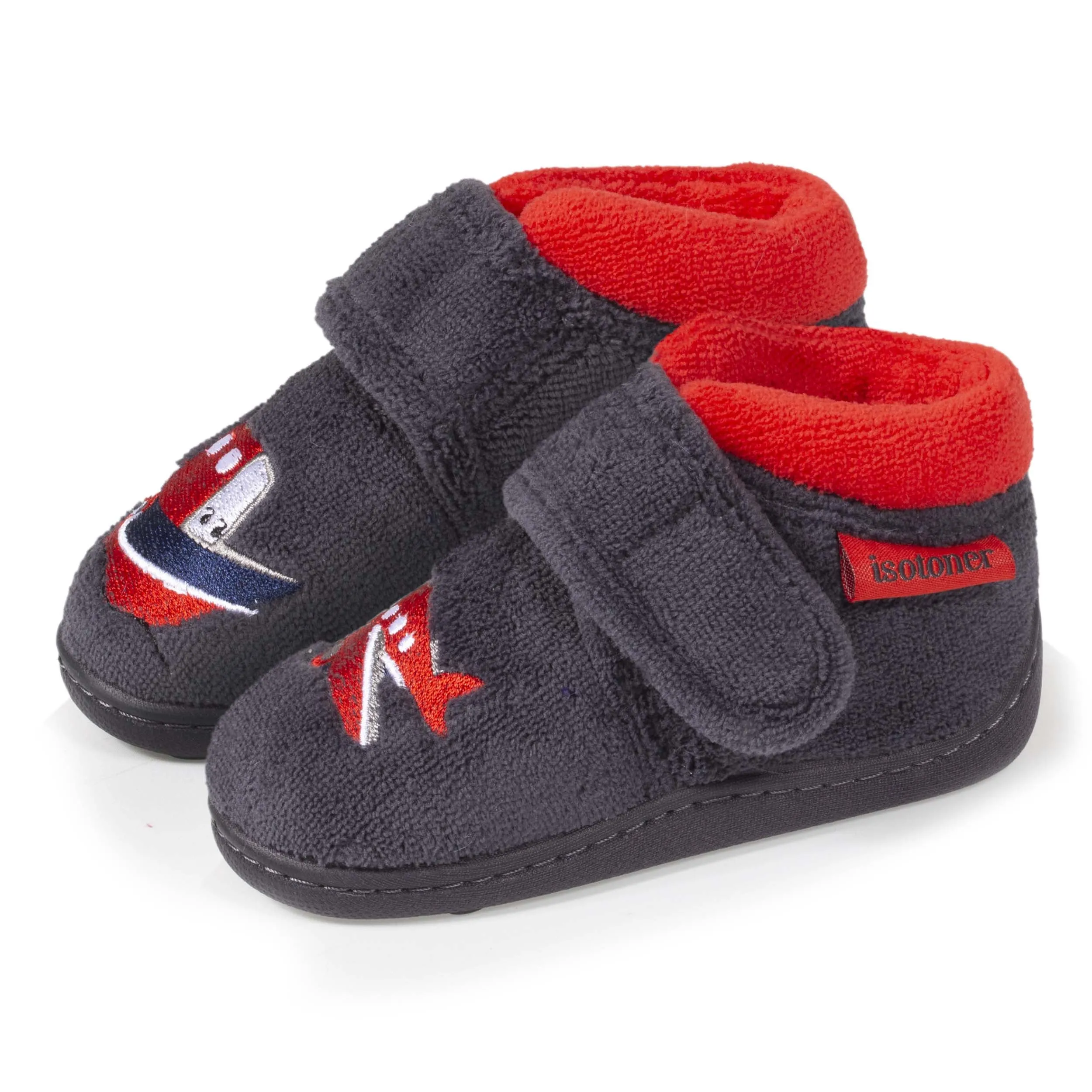 Chaussons bottillons Bébé velcro Gris