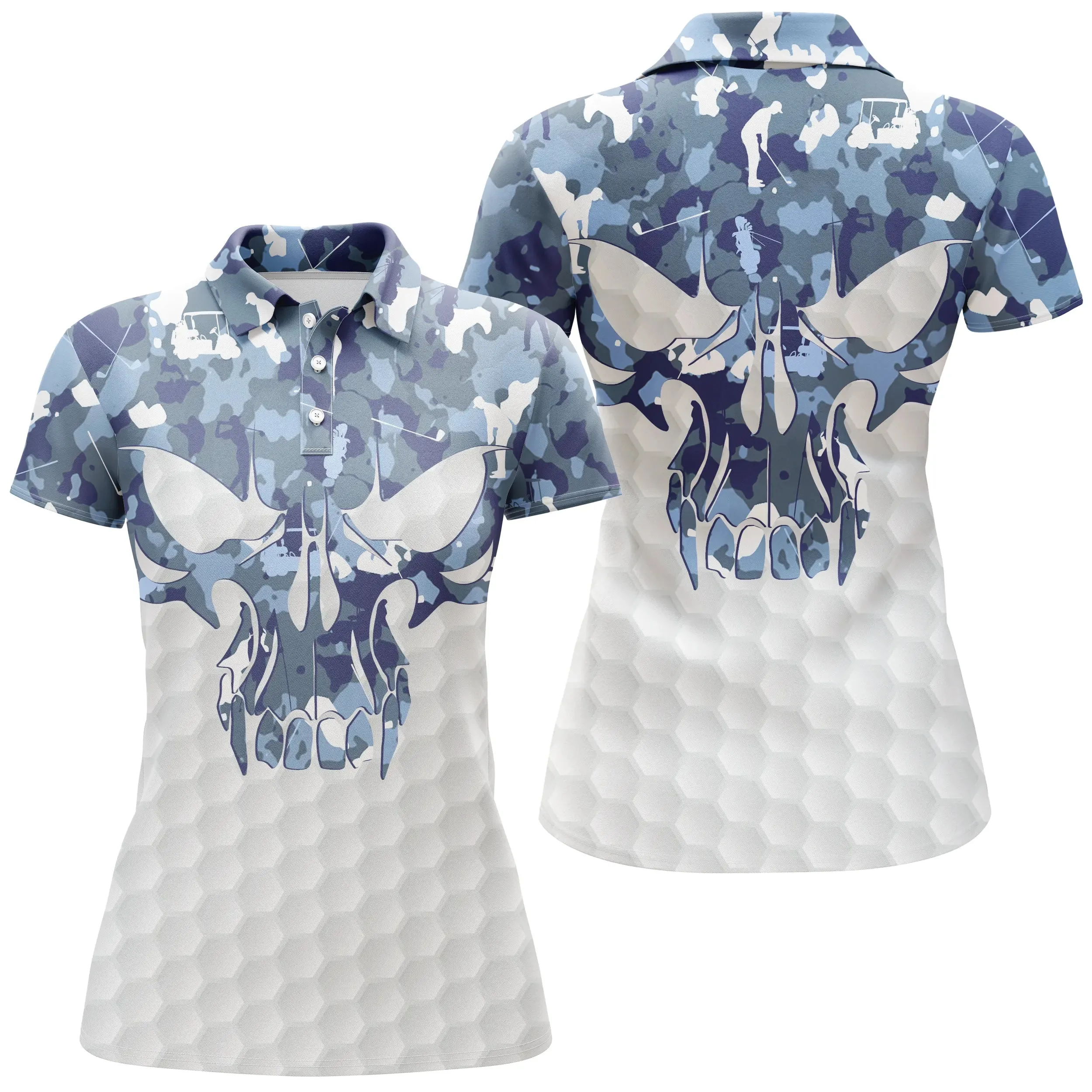 Chiptshirts - Polo De Golf, Cadeau Original Pour Fans De Golf, Polo de Sport Homme et Femme, Camouflage Golf, Crâne de Golf - CTS26052232