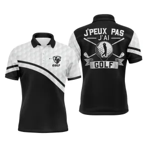 Chiptshirts Polo de Golf, Polo de Sport Manches Longues Homme Femme, Noir et Blanc, Motif Balle de Golf, Golfeur, Golfeuse, J'peux Pas, J'ai Golf - CT03062230