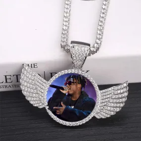 Custom Made Photo Wings Medallions Necklace- Best Christmas Gifts For Men