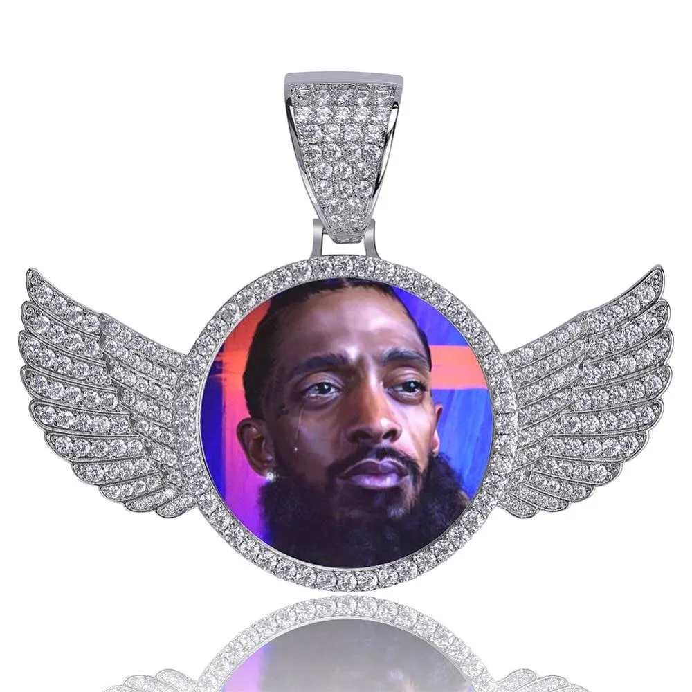 Custom Made Photo Wings Medallions Necklace- Best Christmas Gifts For Men