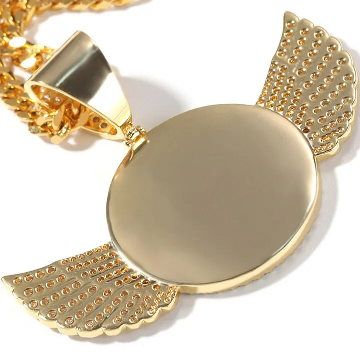 Custom Made Photo Wings Medallions Necklace- Best Christmas Gifts For Men