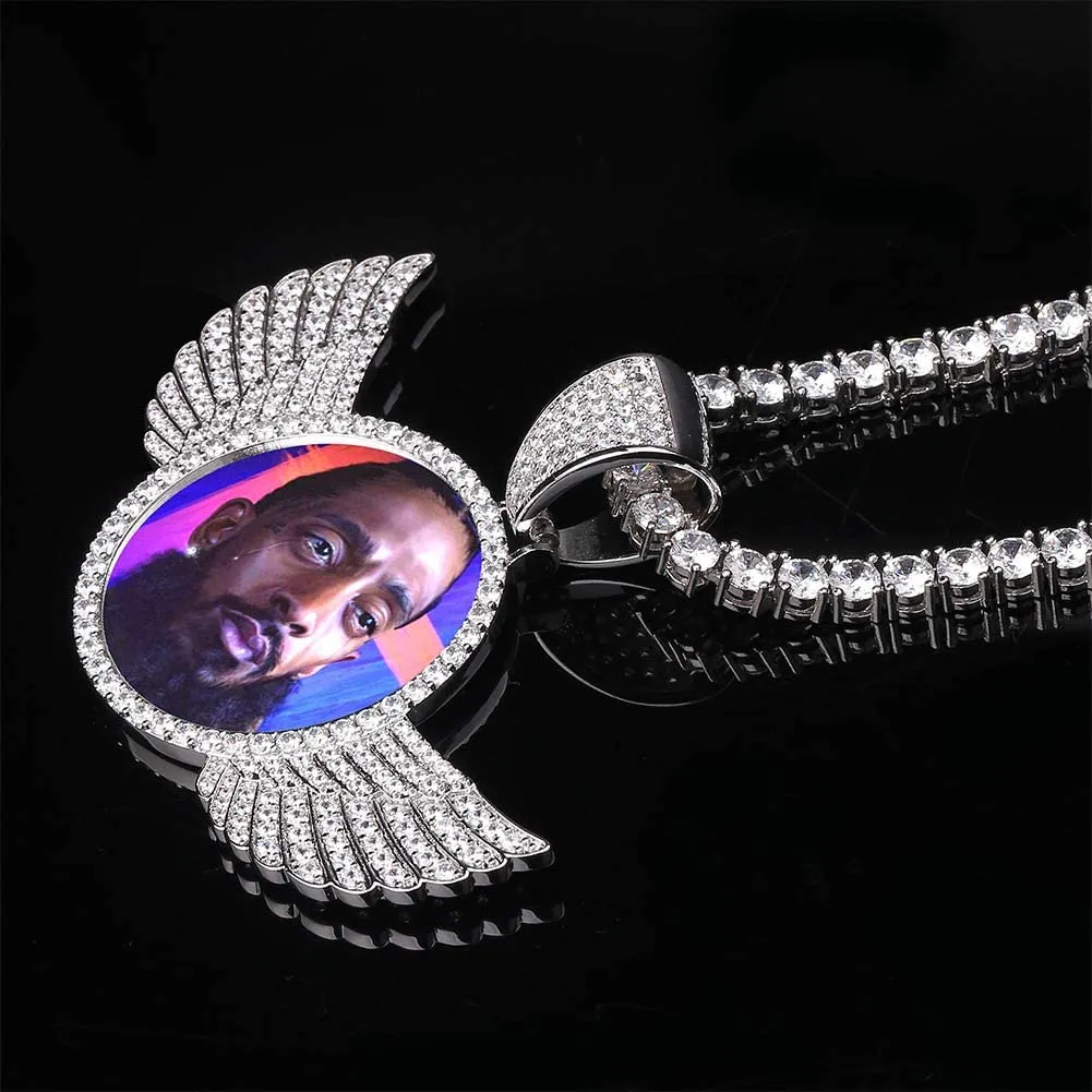 Custom Made Photo Wings Medallions Necklace- Best Christmas Gifts For Men