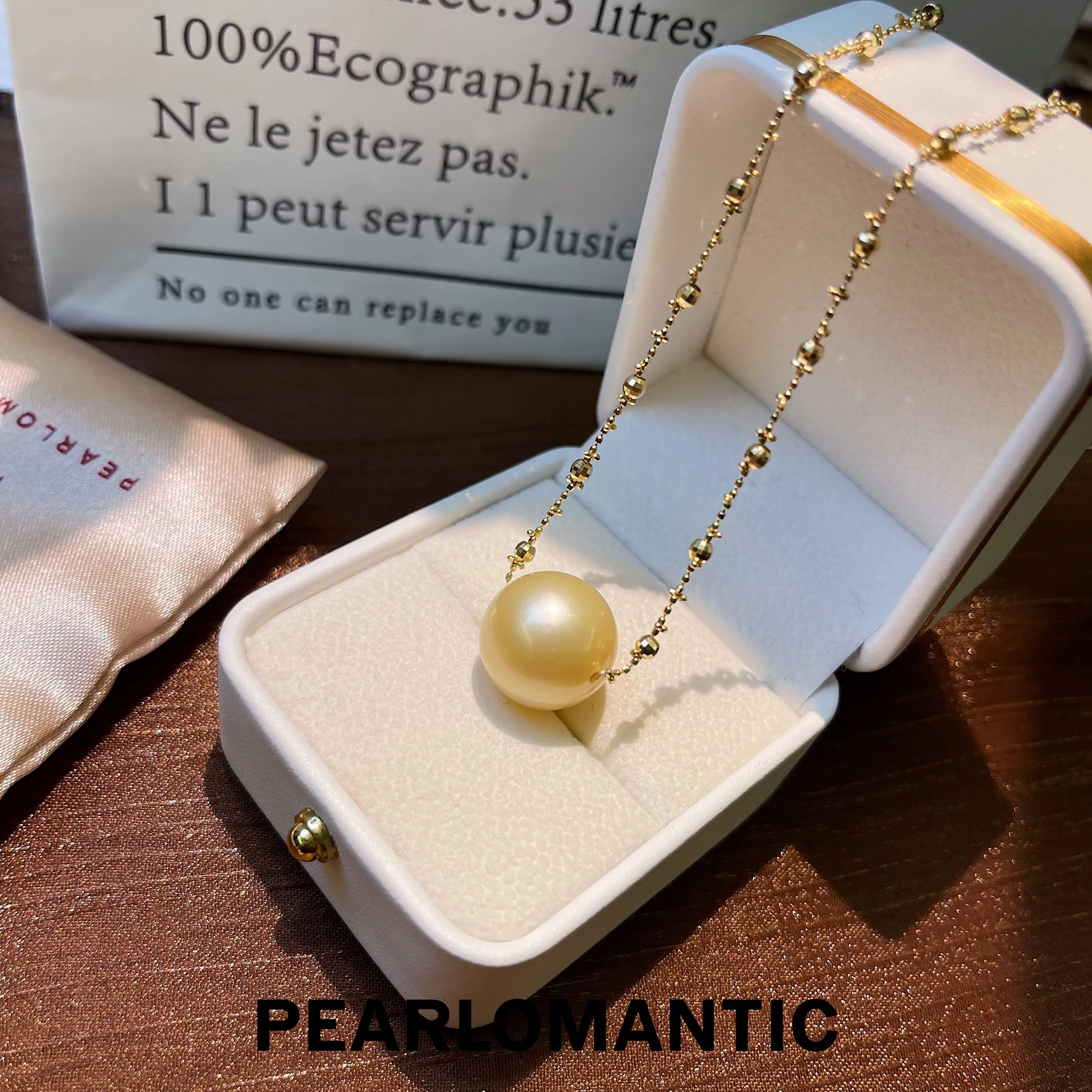 [Fine Jewelry] South Sea Golden 14-15mm Pearl 18k Gold Chain Single Necklace w/ Certificate