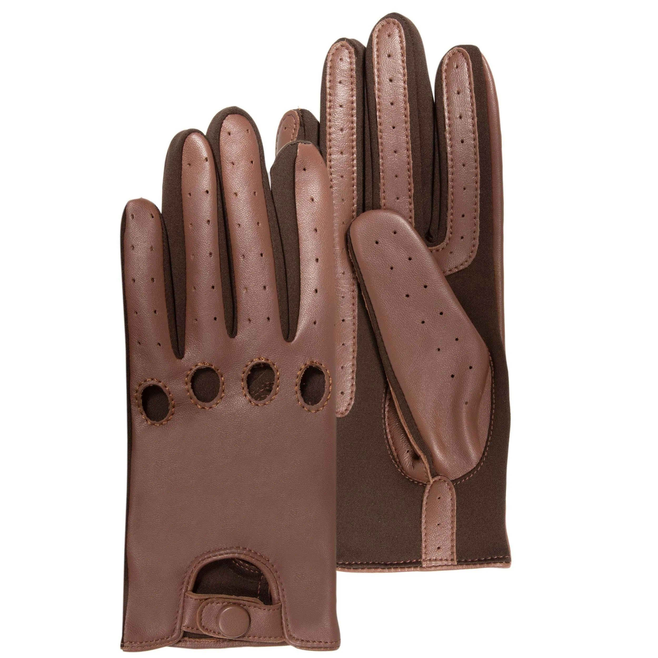 Gants de conduite tactiles cuir Femme Marron