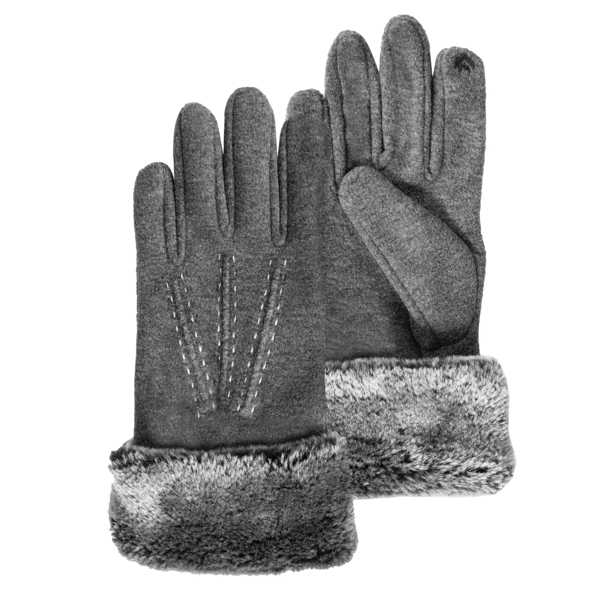 Gants Enfant 10/12 ans Tactiles bord fourrure Gris