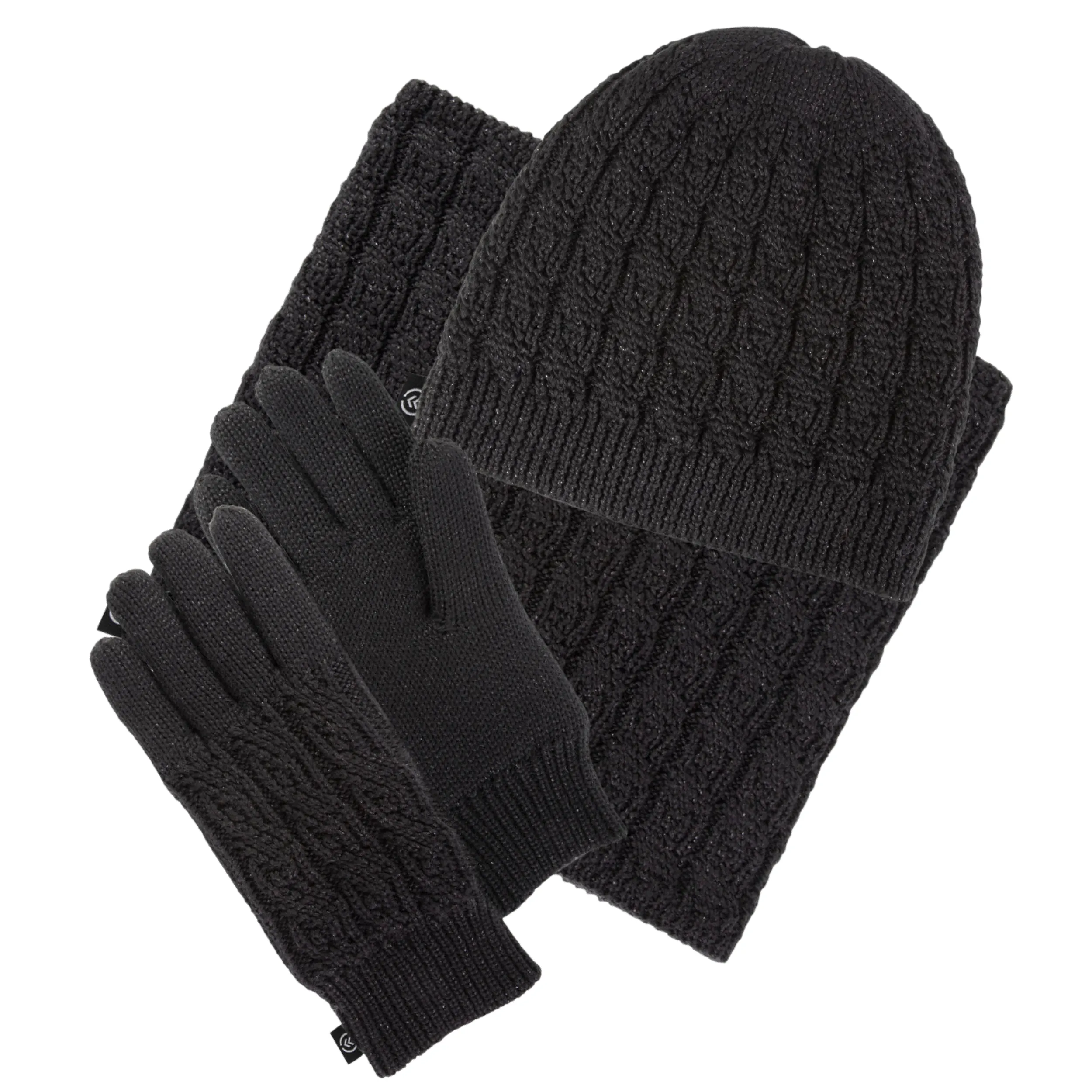 Gants Femme en Maille Recyclée Noir