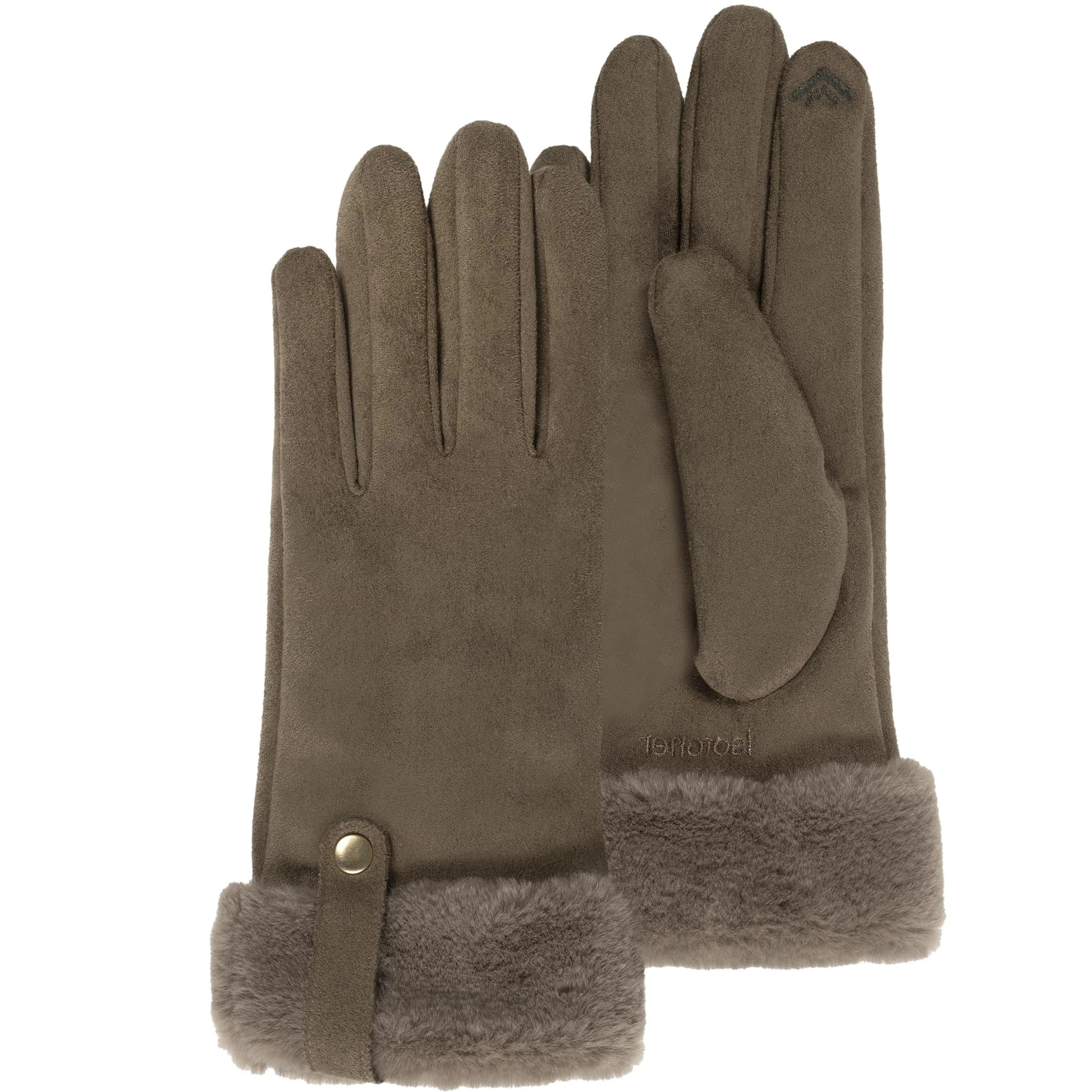 Gants femme kaki tactiles suédine