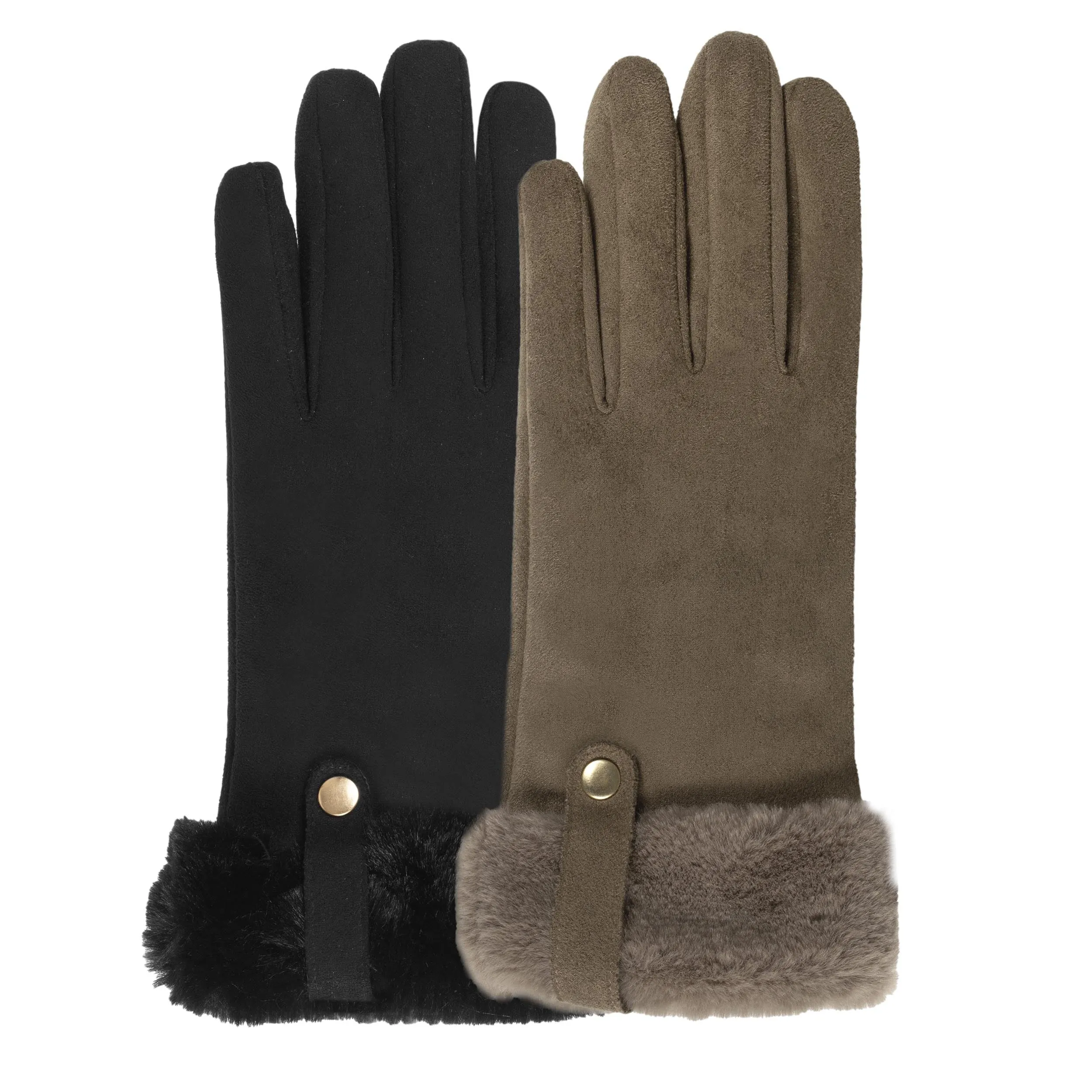 Gants femme kaki tactiles suédine