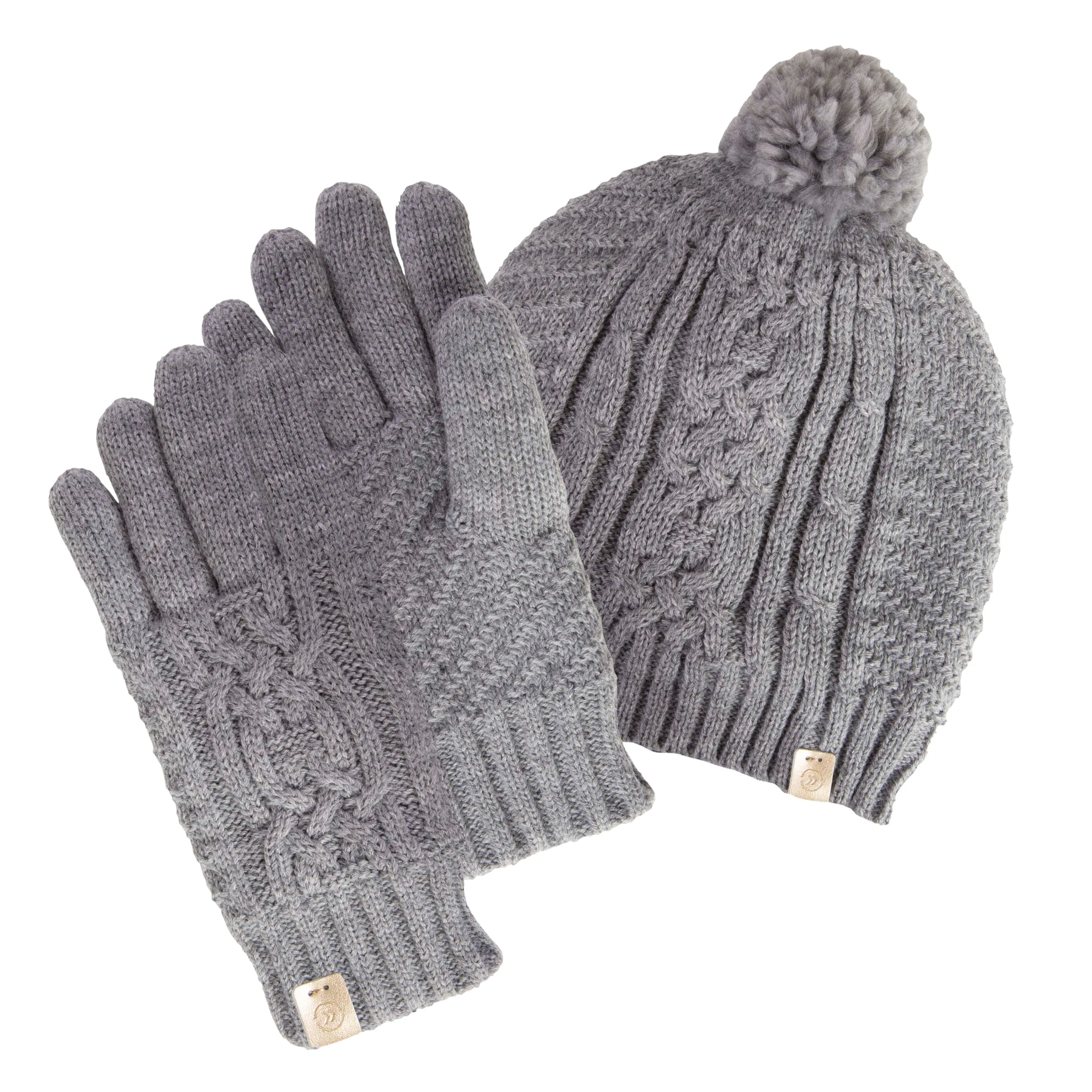 Gants Femme Maille d'Aran Gris