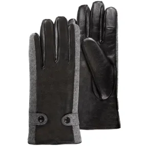 Gants Femme tactiles cuir d'agneau / laine Noir