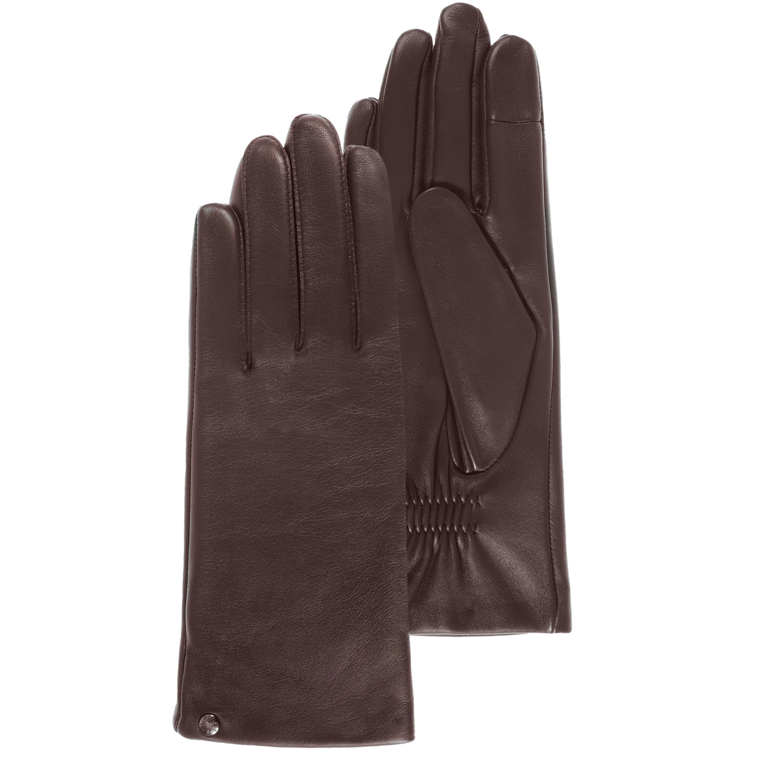 Gants Femme tactiles cuir doublés Marron