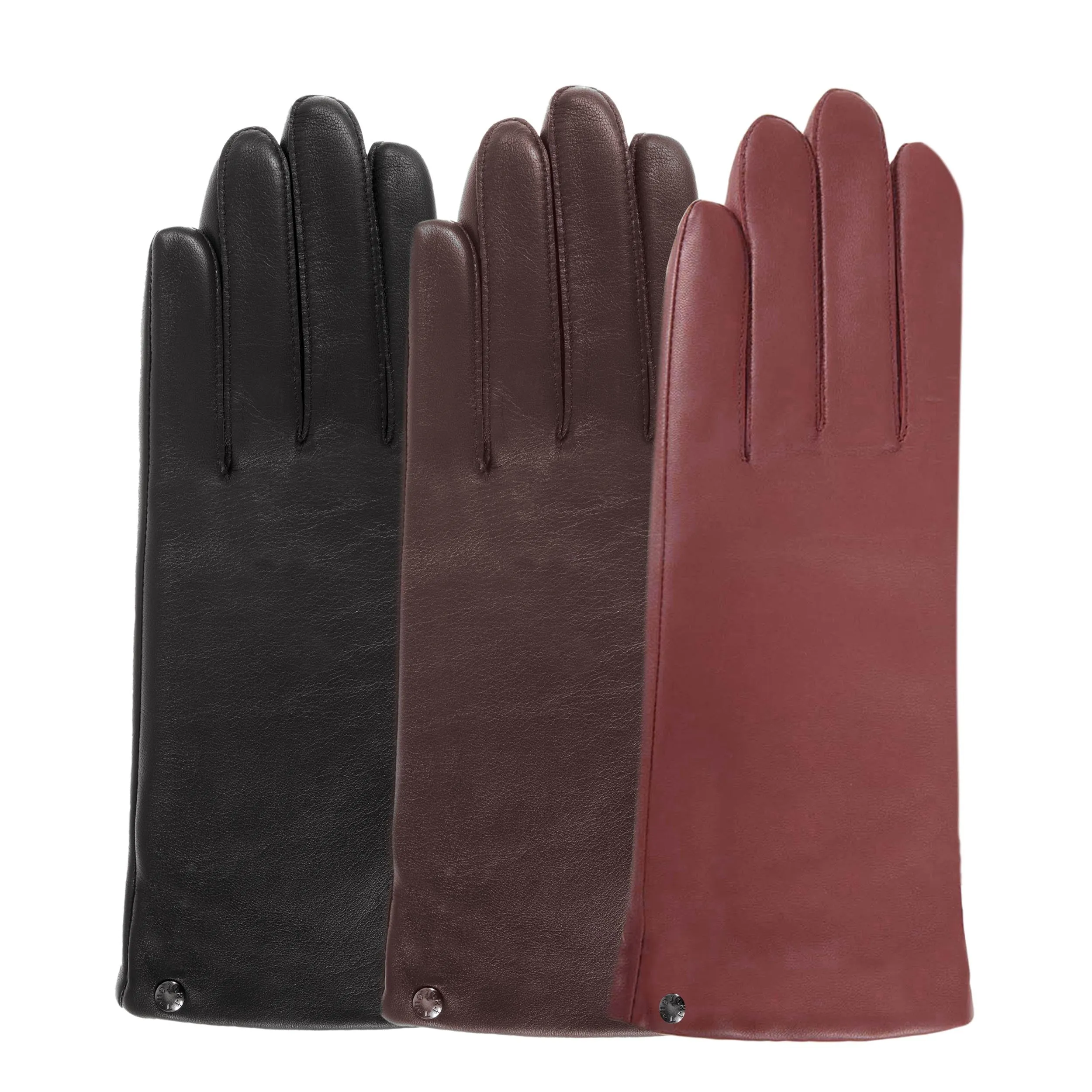 Gants Femme tactiles cuir doublés Marron