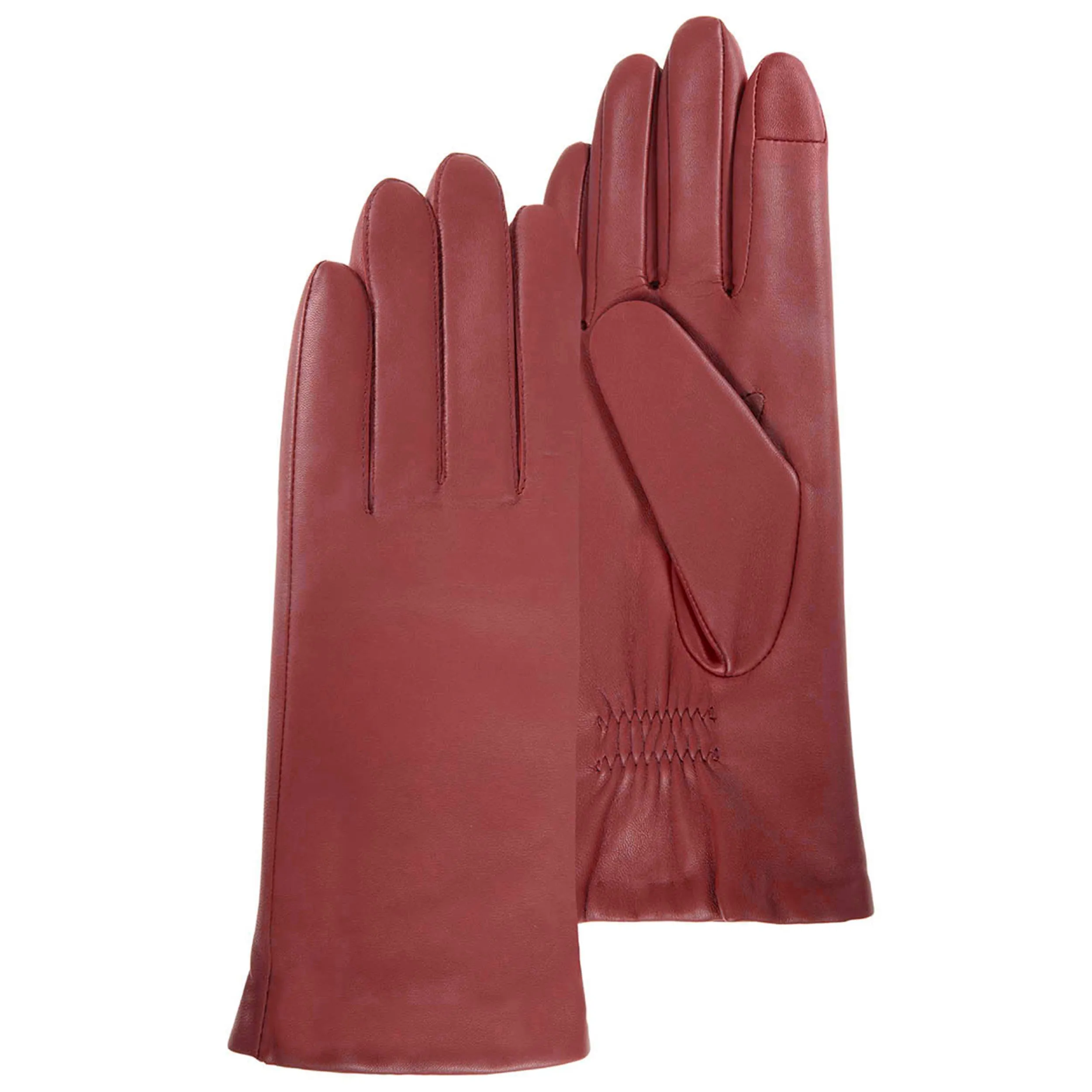 Gants Femme tactiles Cuir doublés Rouge