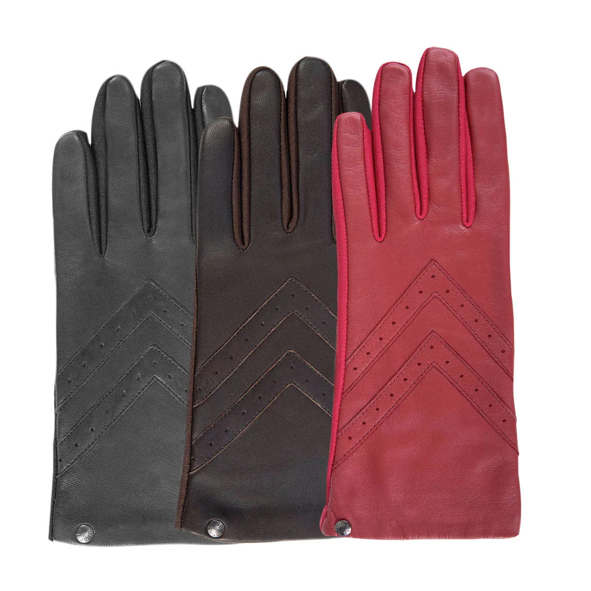 Gants Femme tactiles cuir et tissu Noir