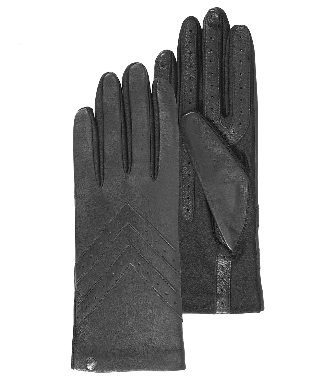 Gants Femme tactiles cuir et tissu Noir