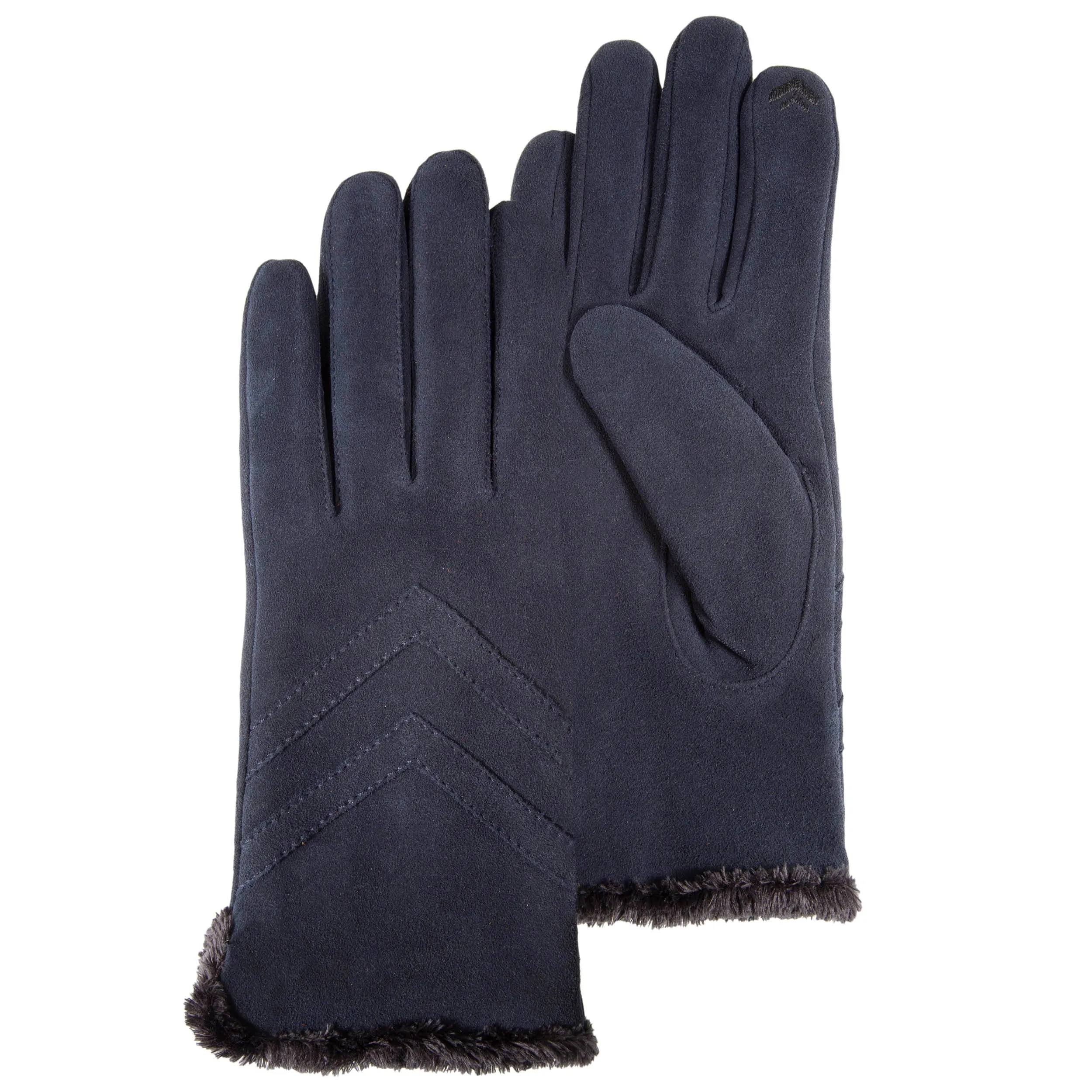 Gants Femme tactiles cuir velours Marine