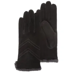 Gants Femme tactiles cuir velours Noir