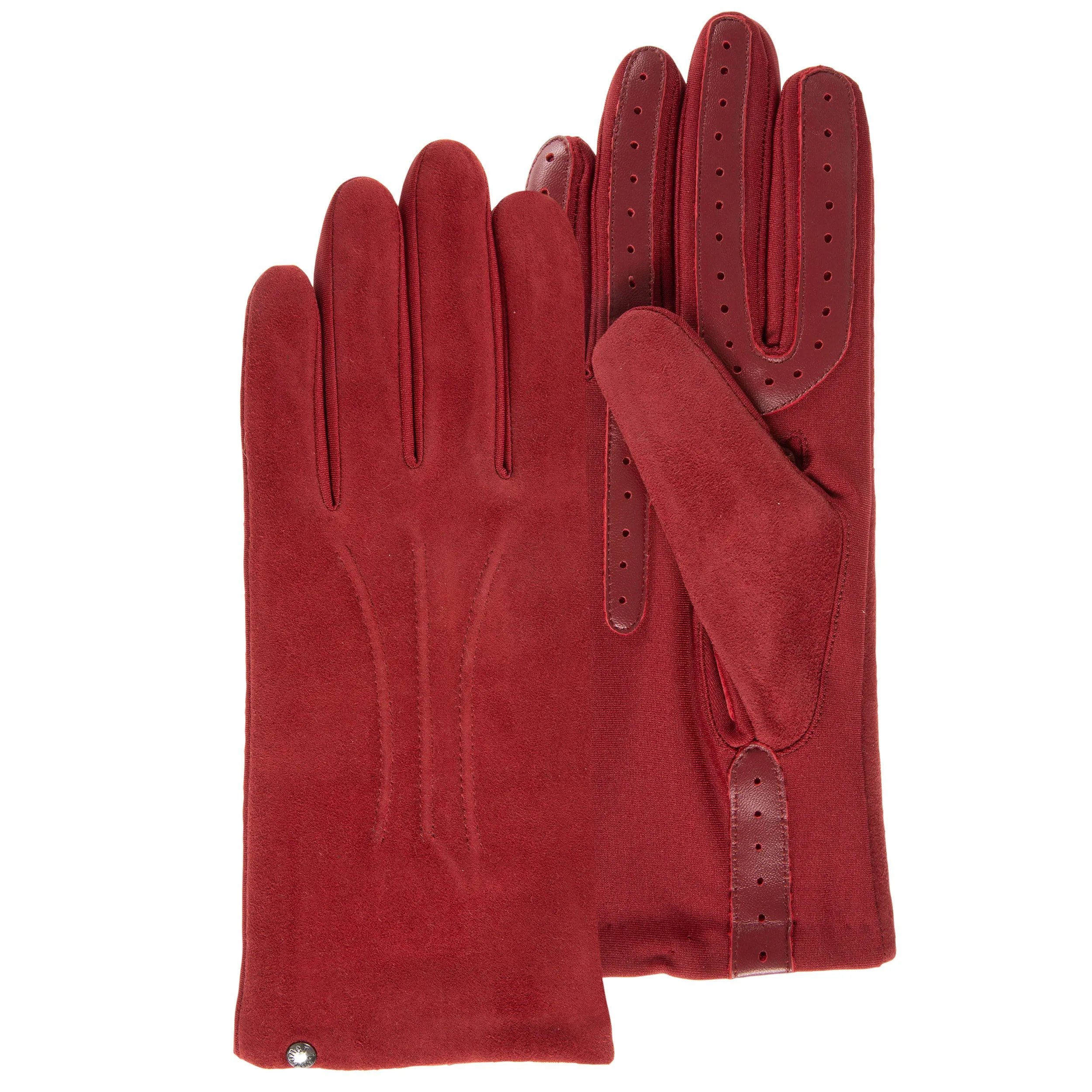 Gants Femme tactiles cuir velours Rouge