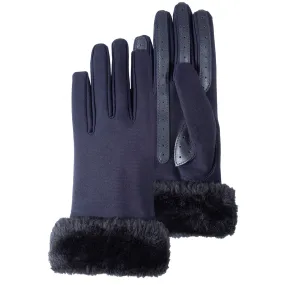 Gants Femme tactiles tissu/imitation fourrure Bleu