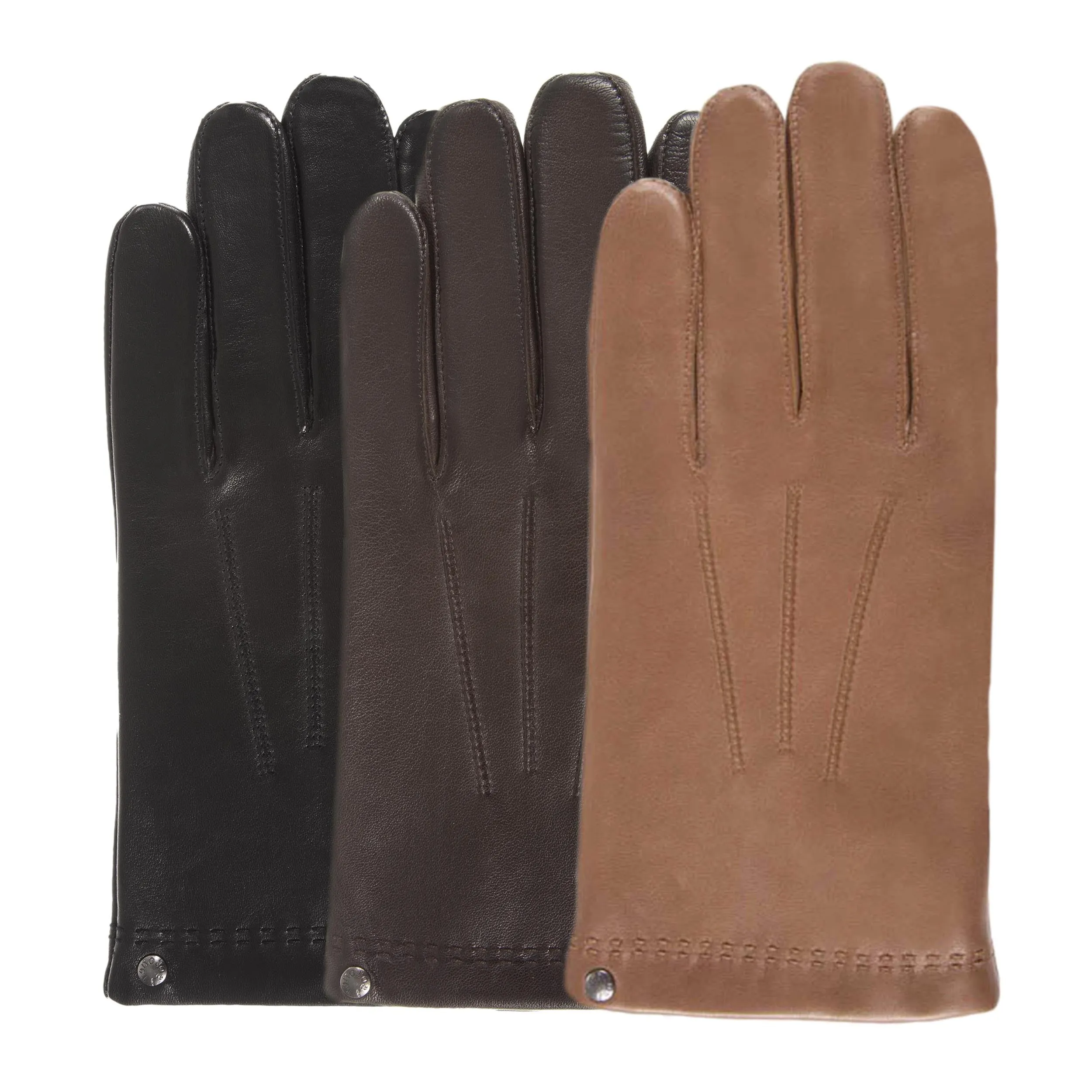 Gants Homme cuir/cachemire et soie Caramel