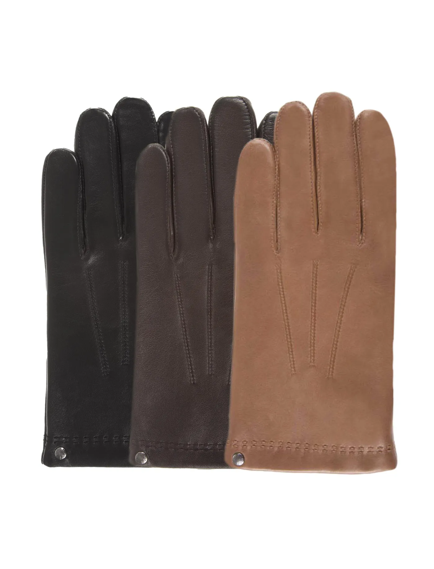 Gants Homme cuir/cachemire et soie Noir