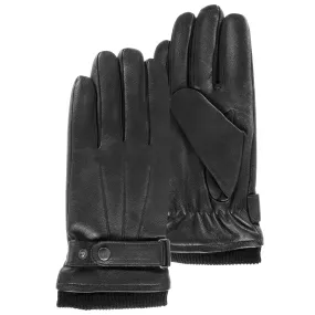 Gants Homme tactiles cuir patte de resserage Noir